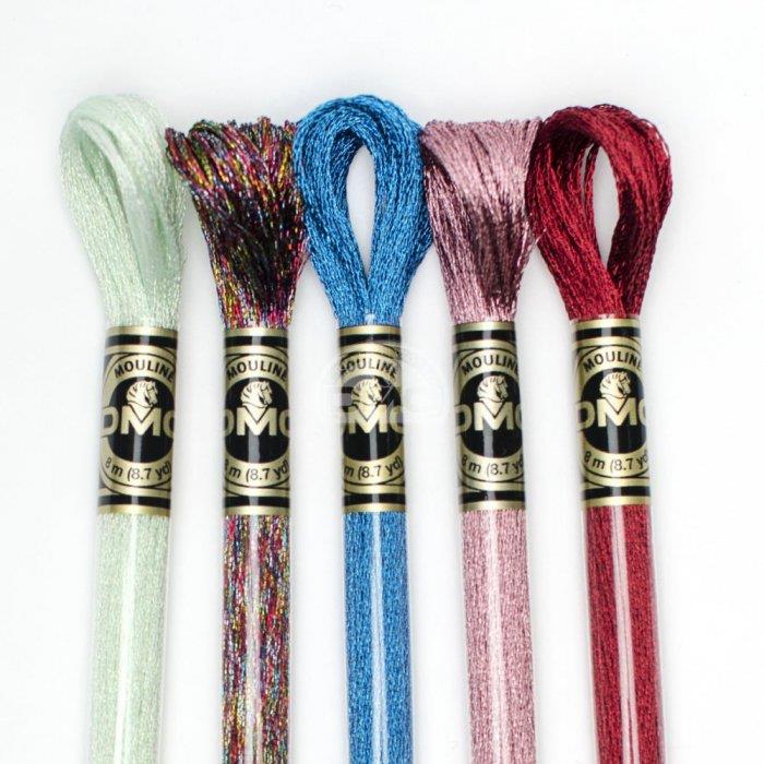 DMC Light Effects Embroidery Floss Set #E321 E5200 E699 E3821 E3852 E168 1  each