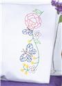 Stamped Stitchable, Flowers & Butterflies (Perle Edge Pillowcase) by Jack Dempsey