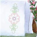 Stamped Stitchable, Floral Design Lace Edge Pillowcases by Jack Dempsey