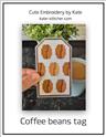 Pattern, Coffee Beans Tag by Cute Embroidery by Kate