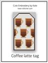 Pattern, Coffee Latte Tag by Cute Embroidery by Kate
