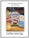Pattern, Coffee Time Tag by Cute Embroidery by Kate