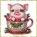 Pattern, Christmas Animals Cups - Pig by Les Petites Croix De Lucie