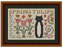 Pattern, Cat Tales Collection: Cat With Spring Tulips by Happiness is Heartmade