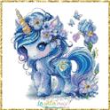 Pattern, Unicorn blue flowers by Les Petites Croix De Lucie