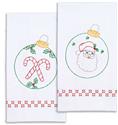 Stamped Stitchable, Candy Claus Decorative Hand Towels by Jack Dempsey