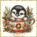 Pattern, Christmas animal cup PENGUIN by Les Petites Croix De Lucie
