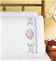 Stamped Stitchable, Seashells Pillowcase Stamped Kit by Janlynn
