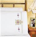 Stamped Stitchable, Religious Cross Pillowcase Stamped Kit by Janlynn