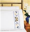 Stamped Stitchable, Butterflies Pillowcase Stamped Kit by Janlynn