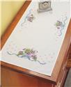 Stamped Stitchable, Violets Dresser Scarf by Janlynn