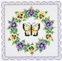 Stamped Stitchable, Pansy Wreath Quilt Blocks by Janlynn