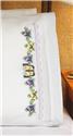 Stamped Stitchable, Pansies & Butterfly Pillow Case pair by Janlynn