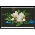 Giant Magnolias on Blue Velvet