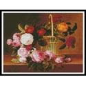 Pattern, A Basket of Roses on a Ledge by Artecy Cross Stitch