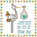 Pattern, Stork Baby Announcement Boy by PinoyStitch