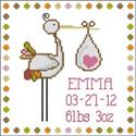 Pattern, Stork Baby Announcement Girl by PinoyStitch
