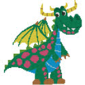Pattern, Happy Dragon Green by PinoyStitch