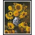 Sunflowers in a Blue and White Vase