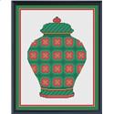 Pattern, Coral & Emerald Floral Ginger Jar by CrossStitchCards