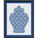 Pattern, Delft Blue Floral Ginger Jar by CrossStitchCards