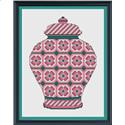 Pattern, Dusty Rose Floral Ginger Jar by CrossStitchCards