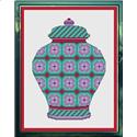 Pattern, Lavender and Sea Green Floral Ginger Jar by CrossStitchCards