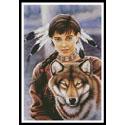 Native American Maiden and Wolf