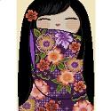 Pattern, LRG K008 Happy Kokeshi Doll SHIZUKA by Cross Stitch Asia