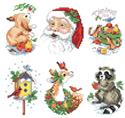 Animals and Santa Ornaments