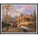 Pattern, Deer Near the Cabin by Artecy Cross Stitch