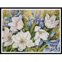 Pattern, White Tulips and Blue Iris (Crop) by Artecy Cross Stitch