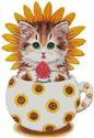 Cross Stitch Patterns, Sunflower Kitty Cup by Artecy Cross Stitch
