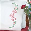 Stamped Stitchable, XX Rose Vine (Perle Edge Pillowcase) by Jack Dempsey