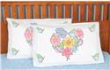 Stamped Stitchable, Flowers & Hearts Stamped Pillowcase Shams 2/Pkg by Jack Dempsey