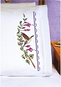 Stamped Stitchable, Hummingbird Stamped Cross Stitch Pillowcase Pair 20