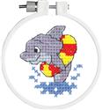 Stamped Kit, Dolphin Splash Kid Stitch Stamped Kit by Janlynn