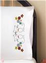 Stamped Stitchable, Retro Cats Stamped For Embroidery Pillowcase Pair by Design Works