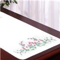 Stamped Stitchable, Meadow Flowers Stamped For Embroidery White Dresser Scarf by Design Works