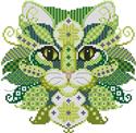 Pattern, Colorful Cats Emerald by Kitty & Me Designs