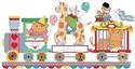 Pattern, Animal Circus Train Birth Announcement by Kooler Design Studio