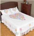 Stamped Stitchable, Flowers Quilt Top White by Jack Dempsey