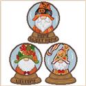 Pattern, Monthly Gnome Snow Globes - October November December by Cross Stitch Wonders