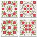 Pattern, Christmas Poinsettia Biscornu Ornaments by Kitty & Me Designs