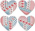 Pattern, Crazy Patriotic Hearts Ornaments by Kitty & Me Designs