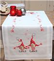 Stamped Kit, Christmas Gnomes Table Runner by Vervaco