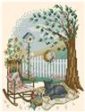 Pattern, Four Seasons Cats Summer Nap by Kitty & Me Designs