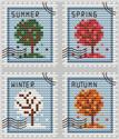 Pattern, 4 Seasons Postage Stamps by Cute Embroidery by Kate