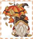 Pattern, Autumn Gnome with Umbrella by Les Petites Croix De Lucie