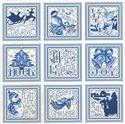 Pattern, Christmas Blue Ornaments by Joan Elliott Design
